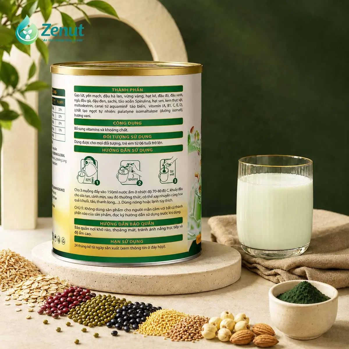 Mặt sau bao bì Aura GOLD: thành phần, đối tượng, cách dùng và bảo quản